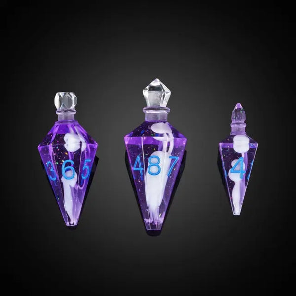 Purple & White Potion Bottle Dice