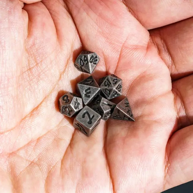 Silver Runic Pendant with Mini Metal Dice